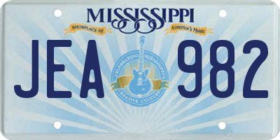 MS license plate JEA982