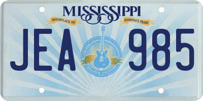 MS license plate JEA985