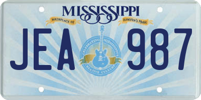 MS license plate JEA987