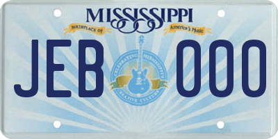 MS license plate JEB000