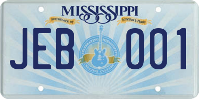 MS license plate JEB001