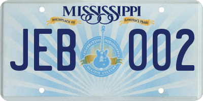 MS license plate JEB002