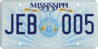 MS license plate JEB005