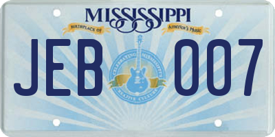 MS license plate JEB007
