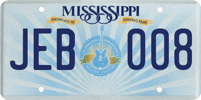 MS license plate JEB008
