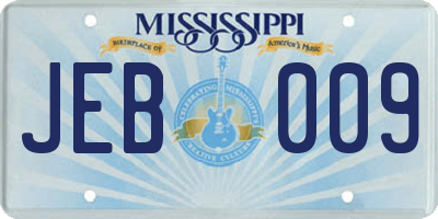 MS license plate JEB009