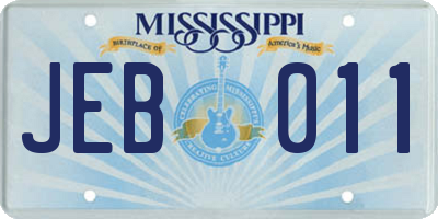 MS license plate JEB011