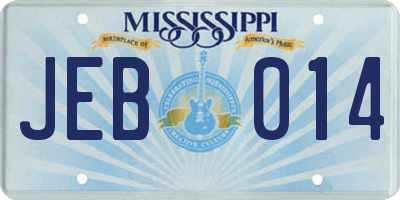 MS license plate JEB014
