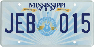 MS license plate JEB015