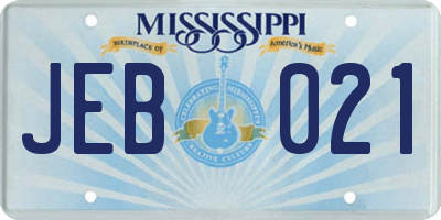 MS license plate JEB021
