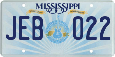 MS license plate JEB022