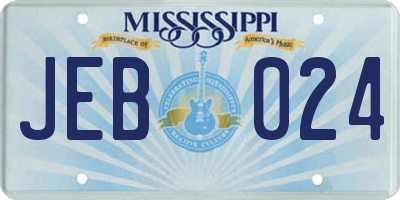 MS license plate JEB024