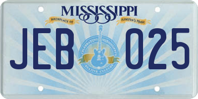 MS license plate JEB025