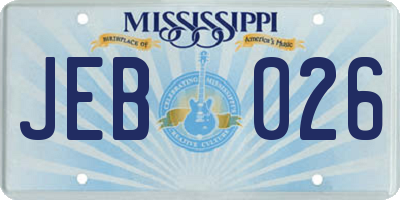 MS license plate JEB026
