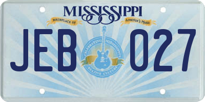 MS license plate JEB027