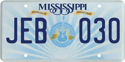 MS license plate JEB030