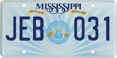 MS license plate JEB031