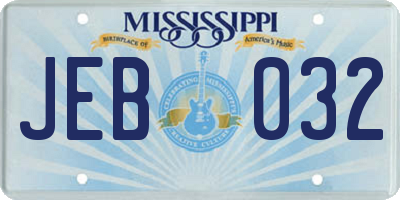 MS license plate JEB032
