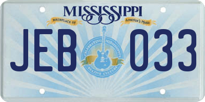 MS license plate JEB033