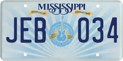 MS license plate JEB034