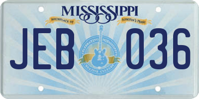 MS license plate JEB036