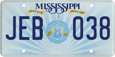 MS license plate JEB038