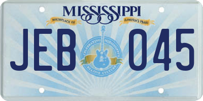 MS license plate JEB045