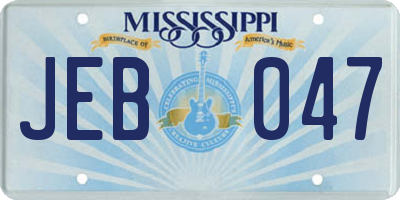 MS license plate JEB047
