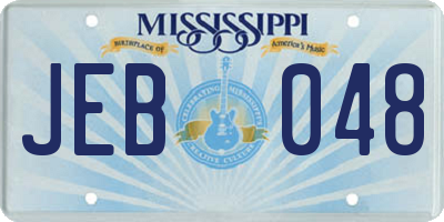 MS license plate JEB048