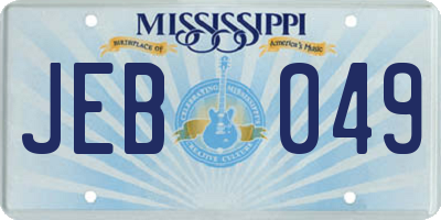 MS license plate JEB049
