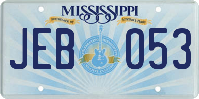 MS license plate JEB053