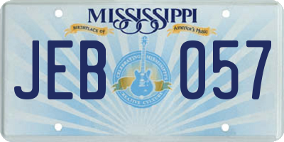 MS license plate JEB057