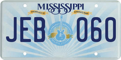 MS license plate JEB060