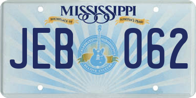 MS license plate JEB062