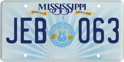 MS license plate JEB063