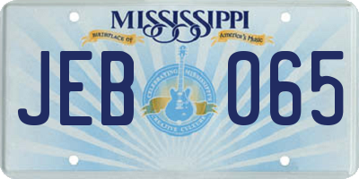 MS license plate JEB065