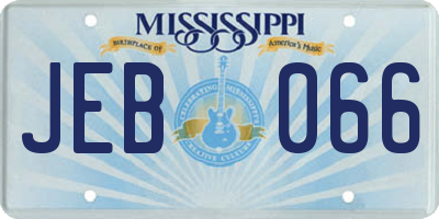 MS license plate JEB066