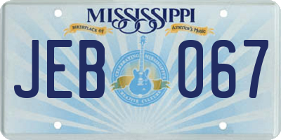 MS license plate JEB067