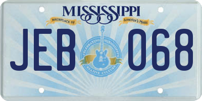 MS license plate JEB068