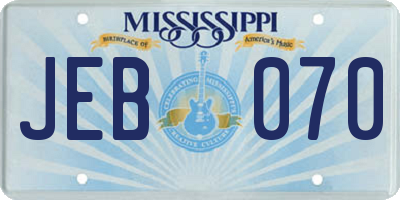 MS license plate JEB070
