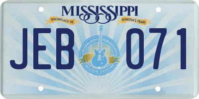 MS license plate JEB071