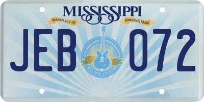 MS license plate JEB072