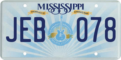 MS license plate JEB078