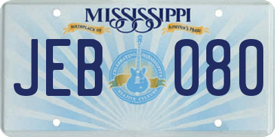 MS license plate JEB080
