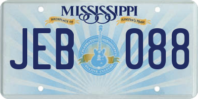 MS license plate JEB088