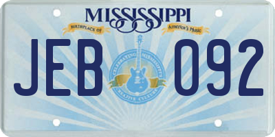 MS license plate JEB092