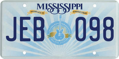 MS license plate JEB098
