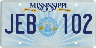 MS license plate JEB102