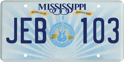 MS license plate JEB103