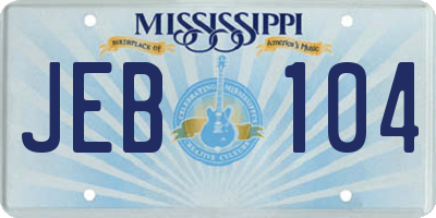 MS license plate JEB104